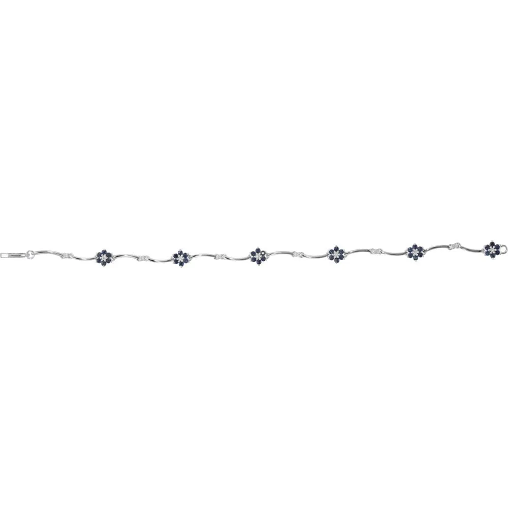 14k White Gold Sapphire & 1/5 CTW Diamond Bracelet