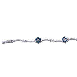 14k White Gold Sapphire & 1/5 CTW Diamond Bracelet