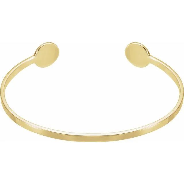 14K Yellow Cuff 6 3/4" Bracelet