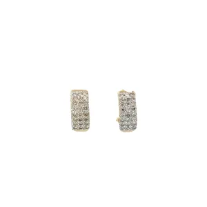 14K YELLOW GOLD 1CT HSI1  ROUND 1/2" DIAMOND 3 ROW 7MM HUGGIE EARRING