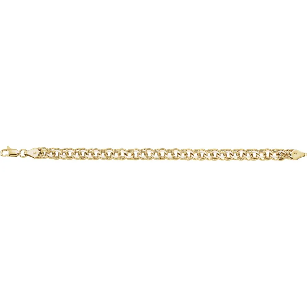 14k Yellow Gold 7mm Solid Charm 7" Bracelet