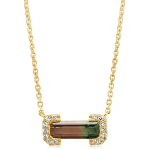 14K Yellow Gold Bi-Color Tourmaline/Diamond Neckpiece