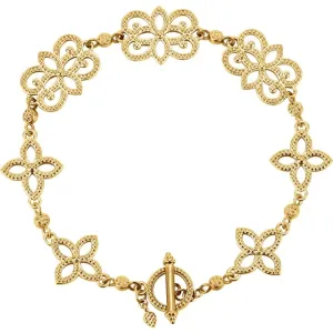 14K Yellow Granulated Metal Fashion 7.75" Bracelet