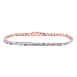 14kt Rose Gold Womens Round Diamond Fashion Bracelet 1 Cttw