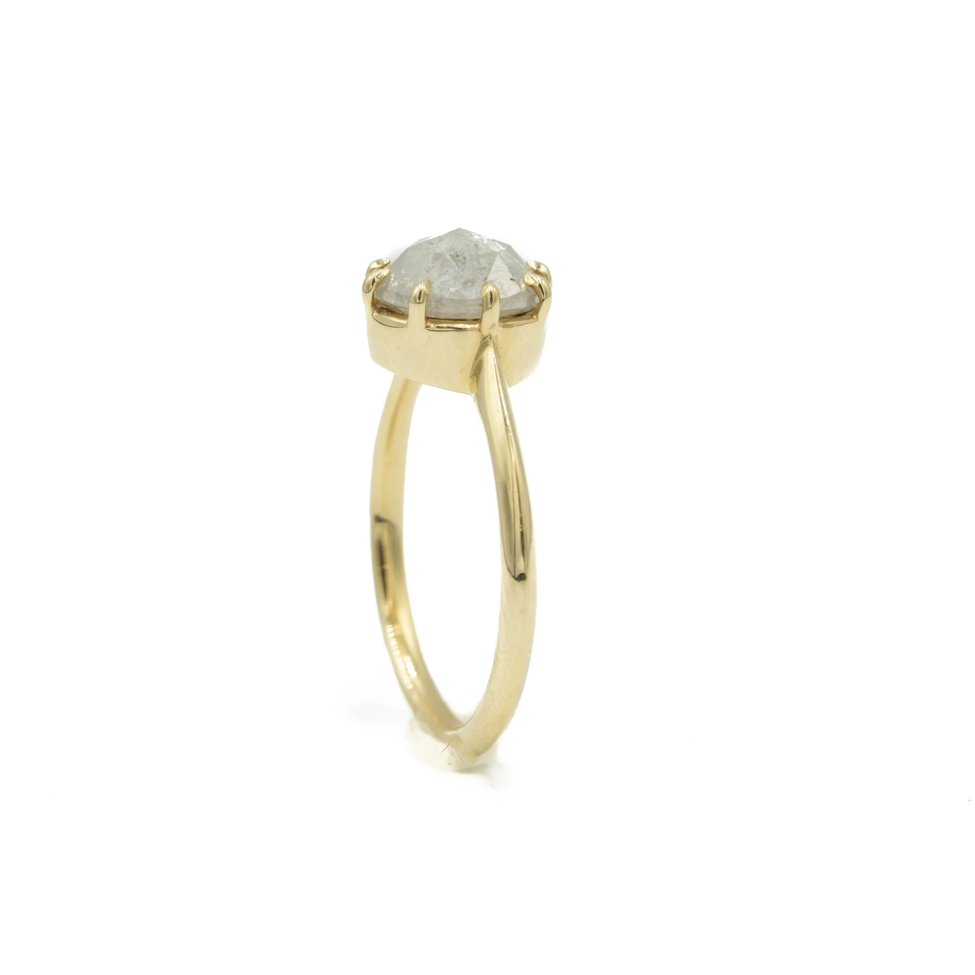 14ky 1.99ct Salt & Pepper Round Diamond Crown Ring