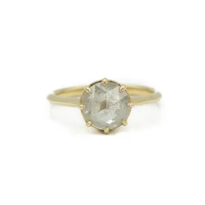 14ky 1.99ct Salt & Pepper Round Diamond Crown Ring