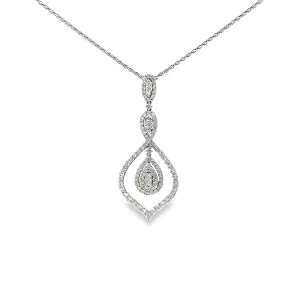 18k White Gold 3.36ct G Si1 Round Diamond Drop Necklace