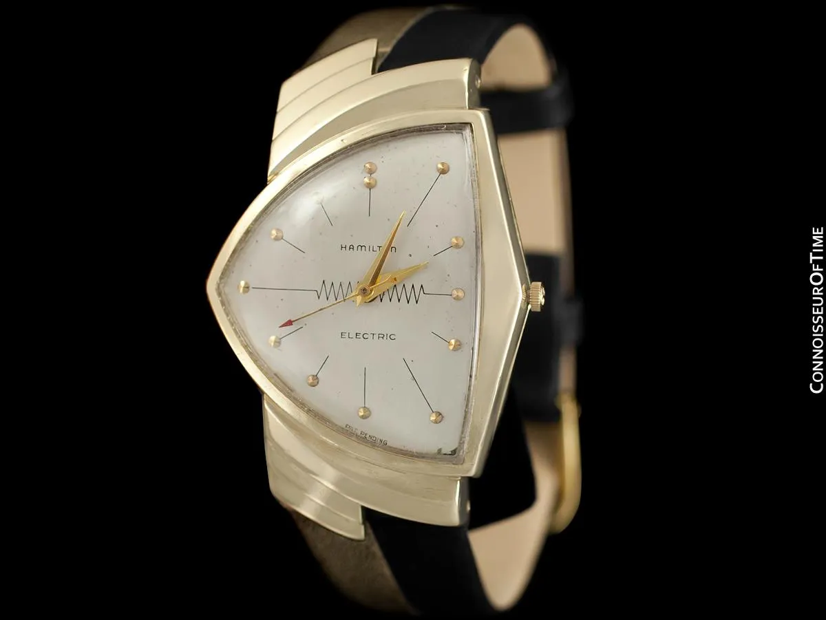 1950's Hamilton Electric Ventura "505" Model Vintage Mens Assymetric Wristwatch - 14K Gold