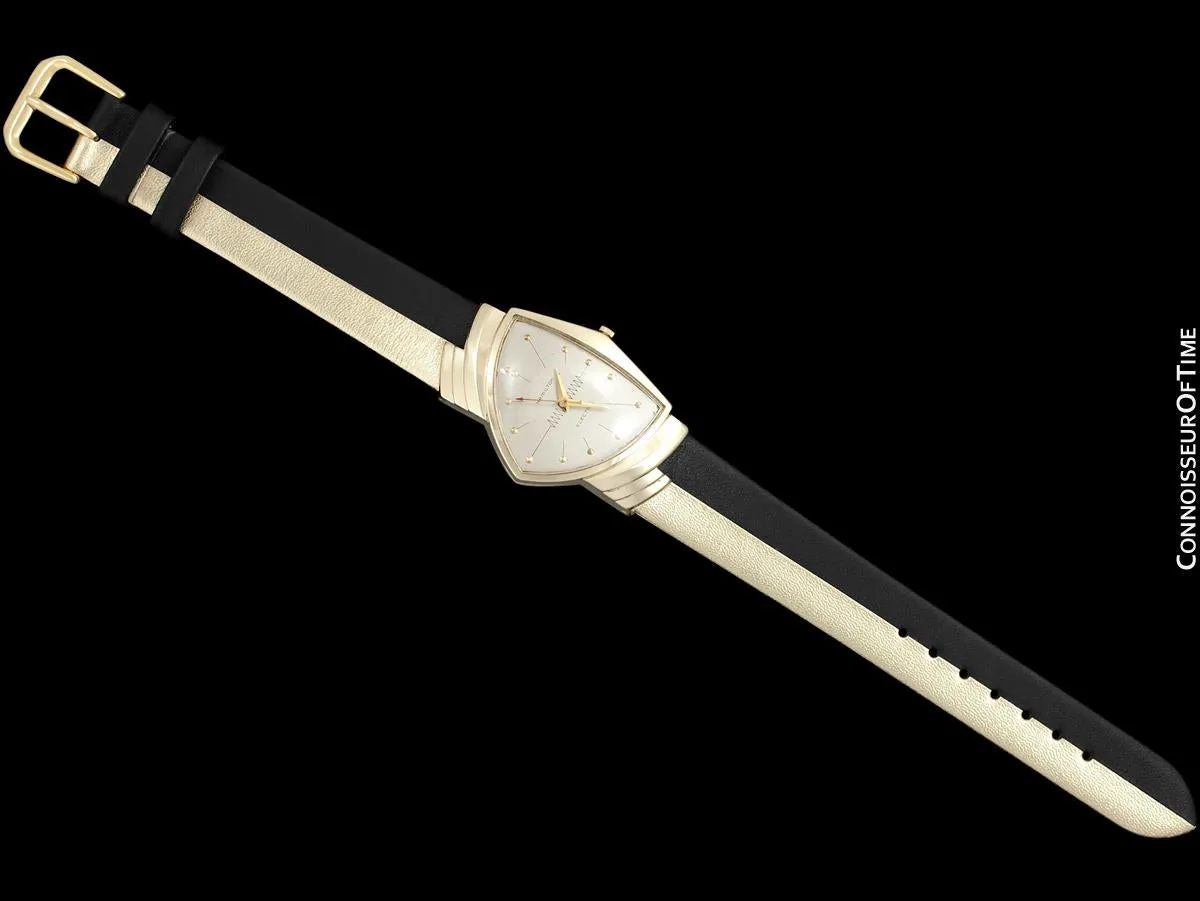 1950's Hamilton Electric Ventura "505" Model Vintage Mens Assymetric Wristwatch - 14K Gold