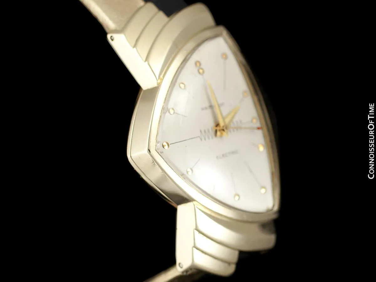 1950's Hamilton Electric Ventura "505" Model Vintage Mens Assymetric Wristwatch - 14K Gold