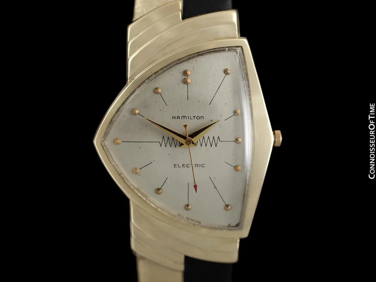 1950's Hamilton Electric Ventura "505" Model Vintage Mens Assymetric Wristwatch - 14K Gold
