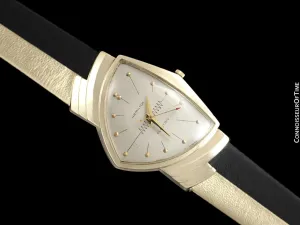 1950's Hamilton Electric Ventura "505" Model Vintage Mens Assymetric Wristwatch - 14K Gold