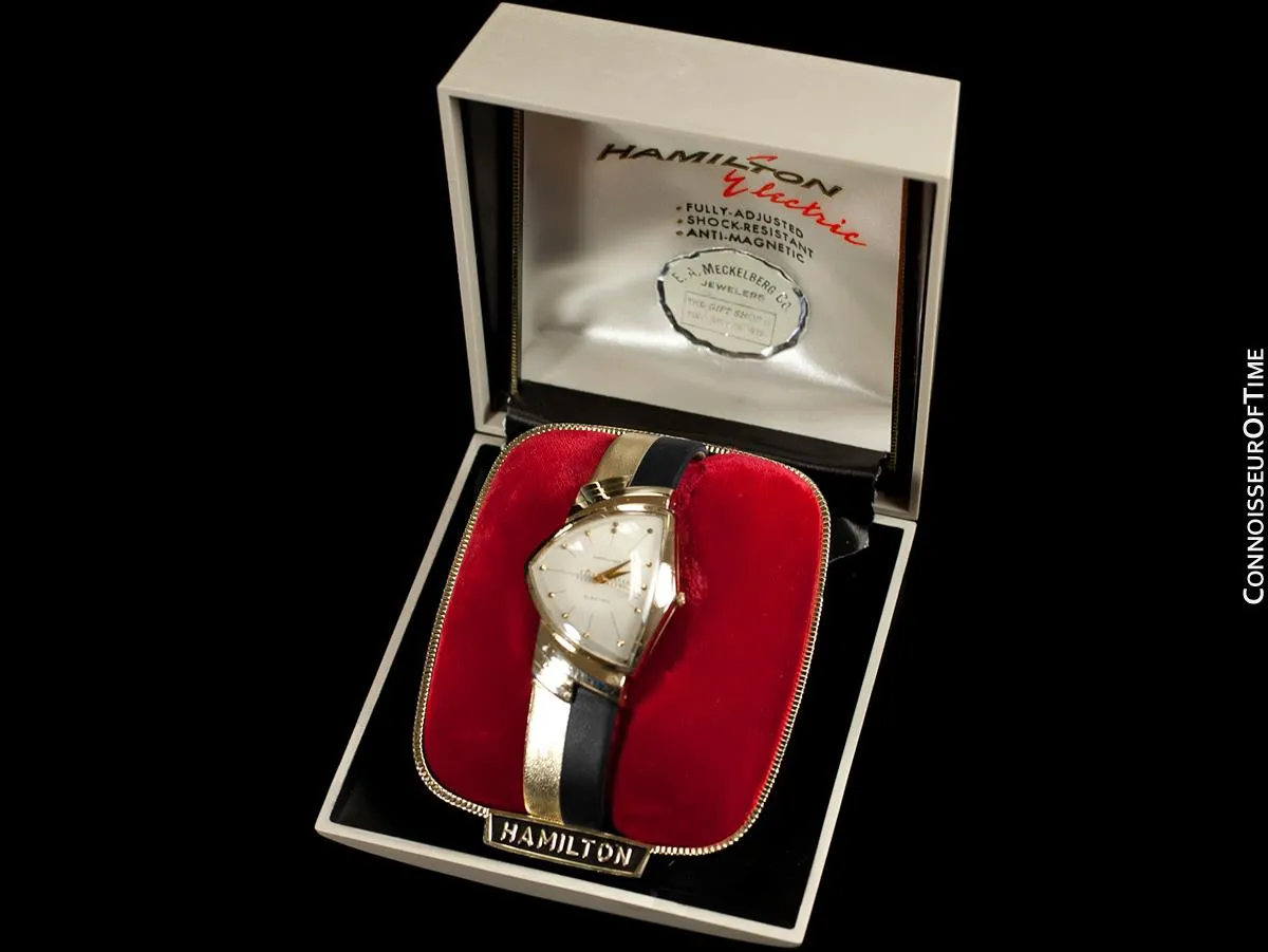 1950's Hamilton Electric Ventura "505" Model Vintage Mens Assymetric Wristwatch - 14K Gold