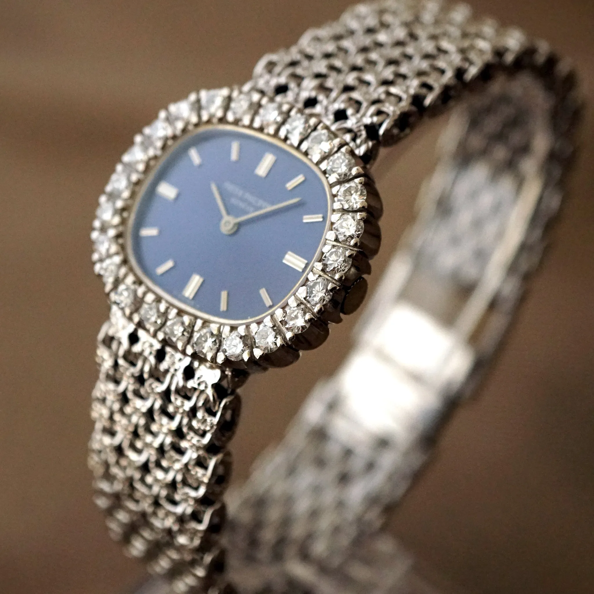1970s PATEK PHILIPPE GOLDEN ELLIPSE 4187/1 LADIES FACTORY DIAMOND 18K WG WATCH
