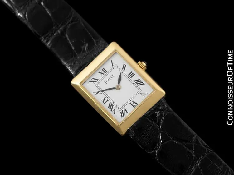 1980 Piaget Ladies / Midsize Vintage Rectangular Handwound Watch - 18K Gold