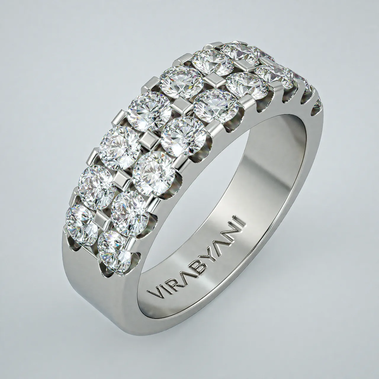 2.00 ct. Round Diamond Wedding Band Double Row Anniversary Ring