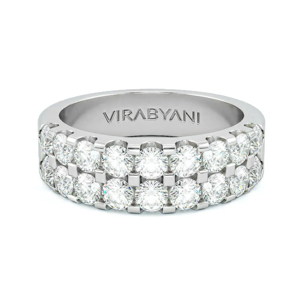 2.00 ct. Round Diamond Wedding Band Double Row Anniversary Ring