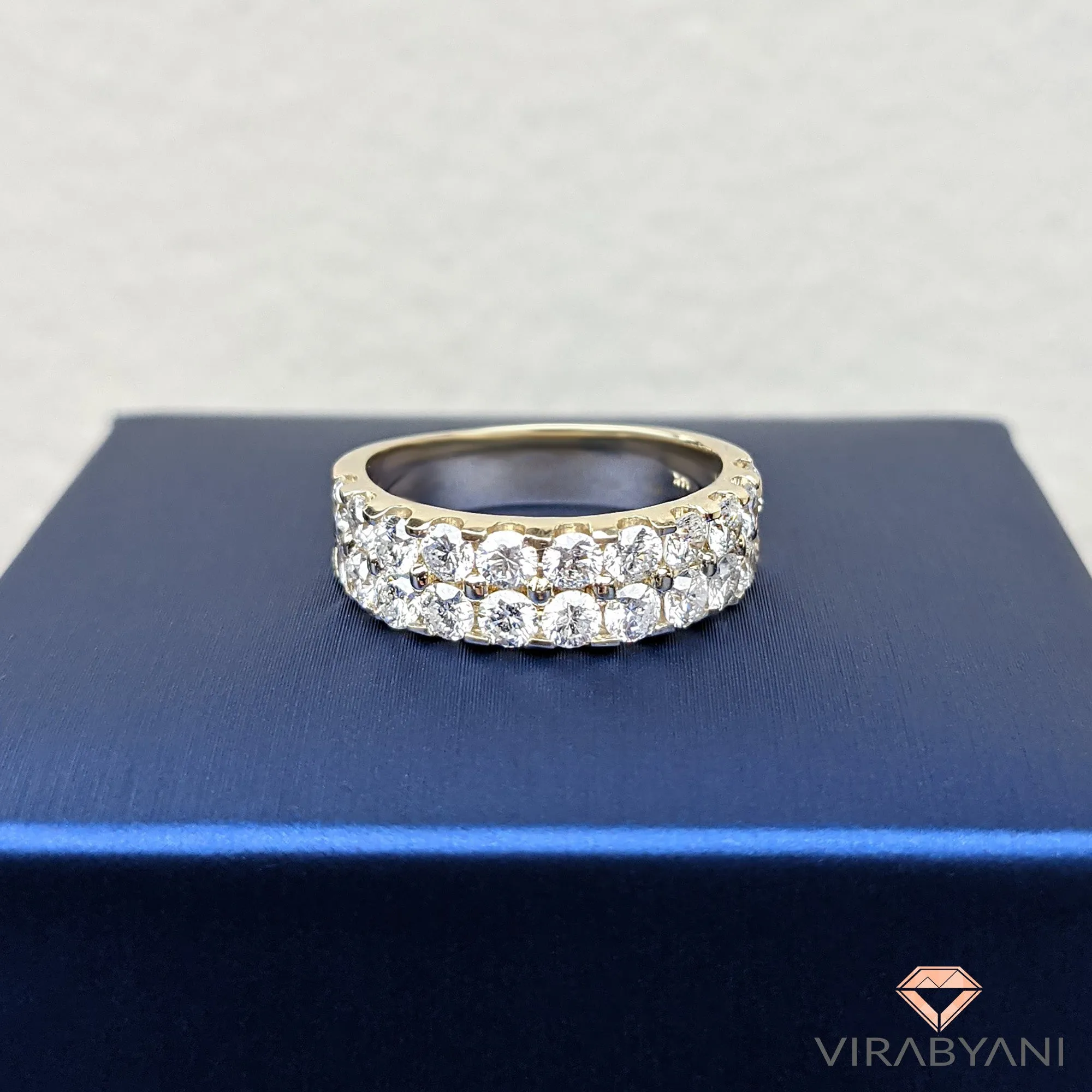 2.00 ct. Round Diamond Wedding Band Double Row Anniversary Ring