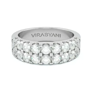 2.00 ct. Round Diamond Wedding Band Double Row Anniversary Ring