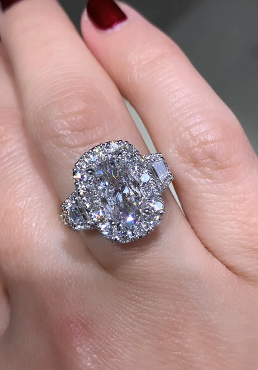 2.76ct t.w. Henri Daussi 3 Stone Cushion Cut Engagement Anniversary Ring