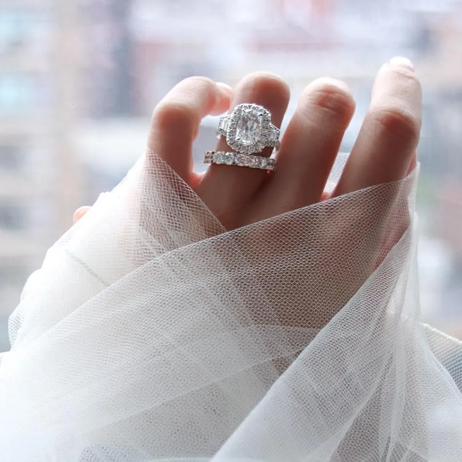 2.76ct t.w. Henri Daussi 3 Stone Cushion Cut Engagement Anniversary Ring