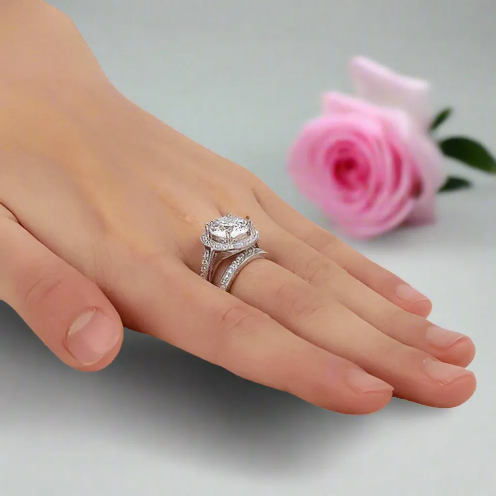 3.5 Ct Vintage Luxury Round Diamond Engagement Ring Set