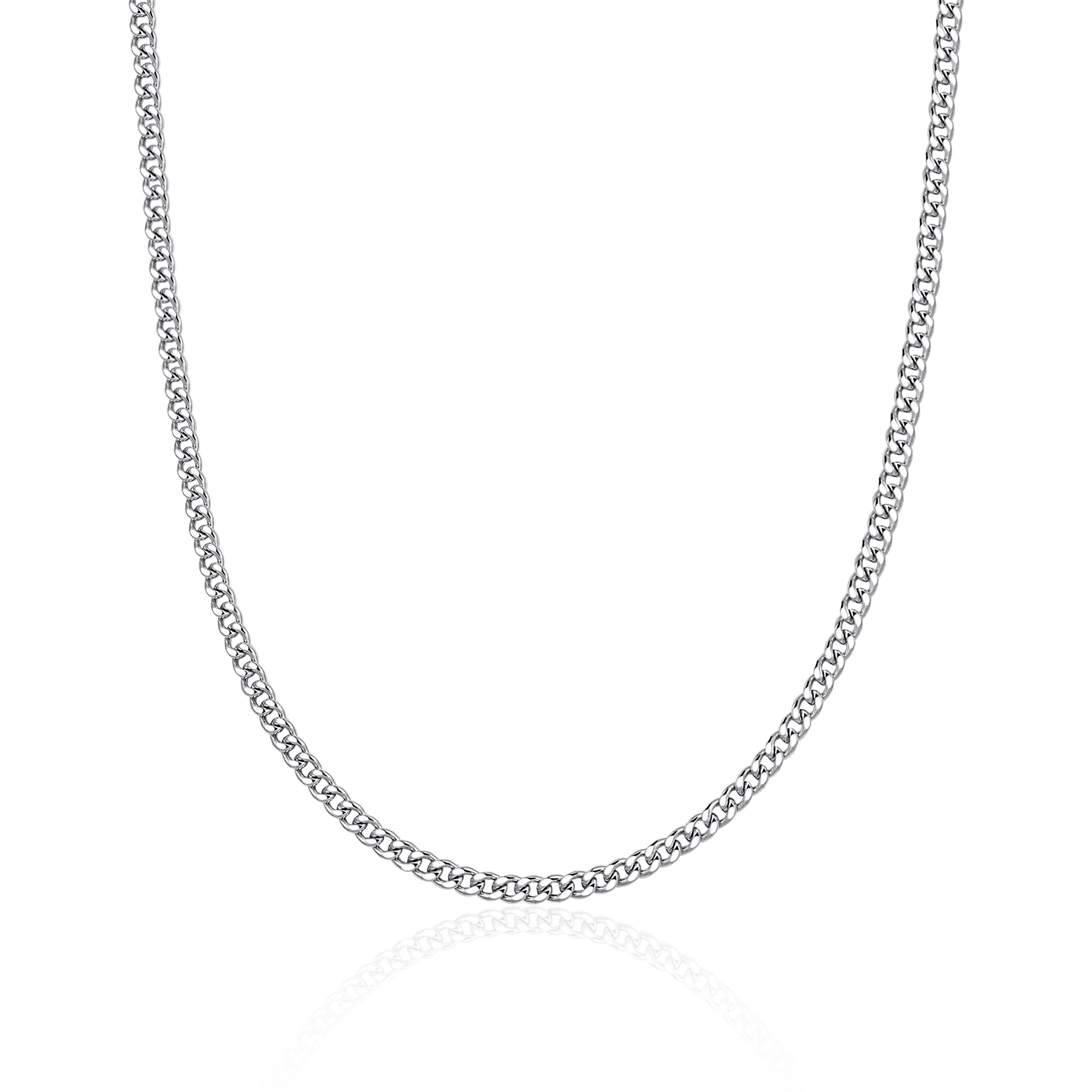 3.5mm Miami Micro Cuban Curb Chain - White Gold