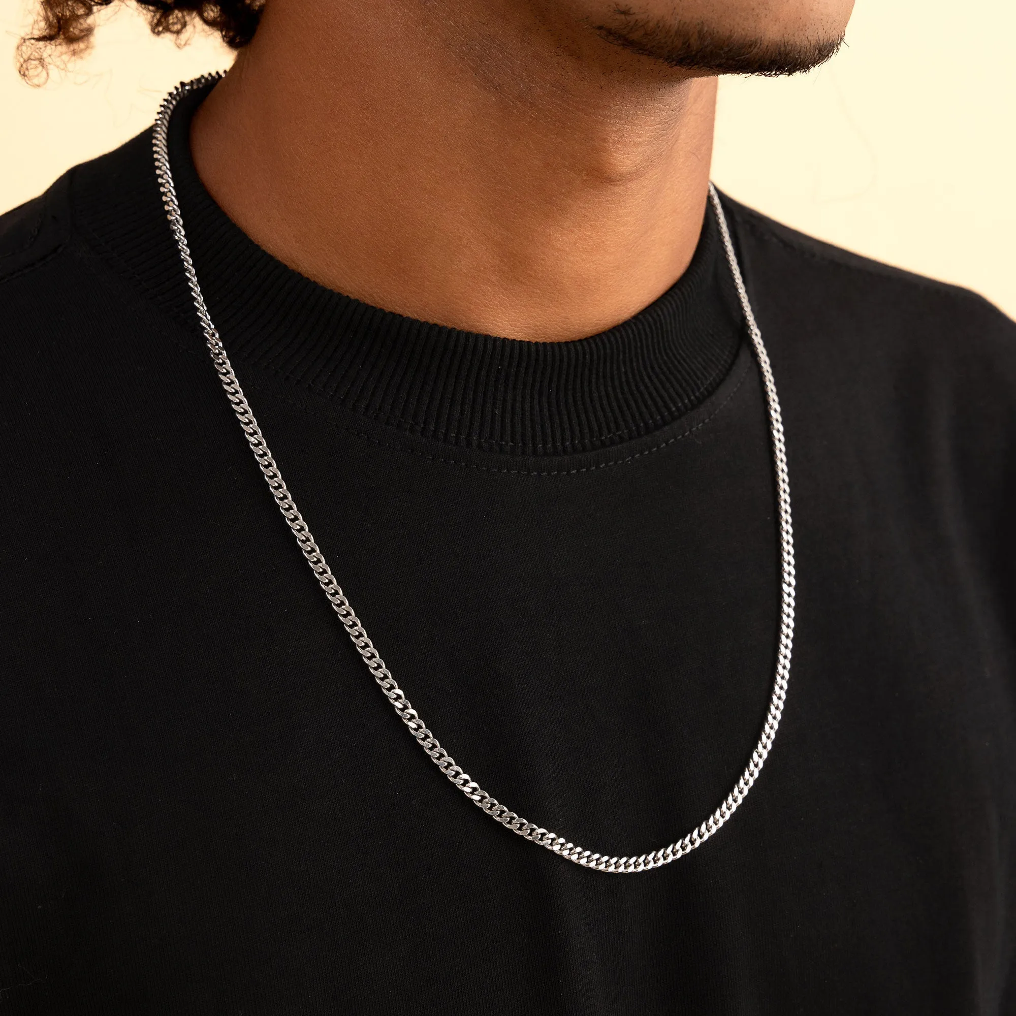 3.5mm Miami Micro Cuban Curb Chain - White Gold