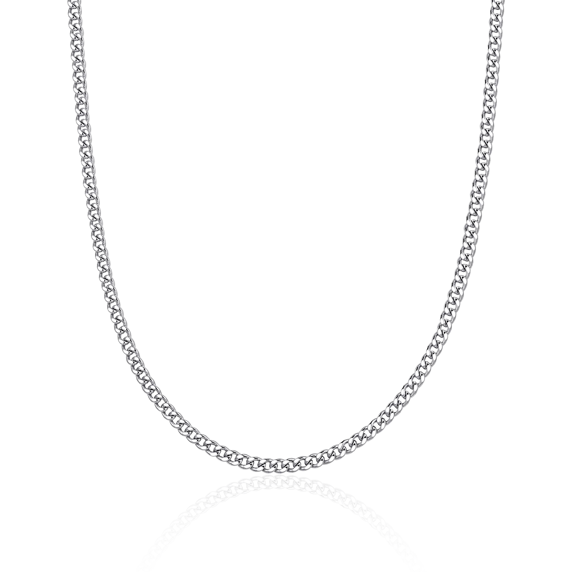 3.5mm Miami Micro Cuban Curb Chain - White Gold