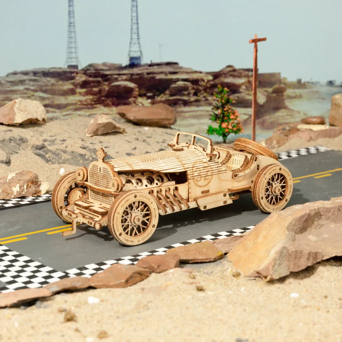 3D Wooden Puzzle Car Model DIY Assembly Toy Birthday Gift for Boys Children's Mechanical Kit Home Décor, Kids Christmas Gift C55