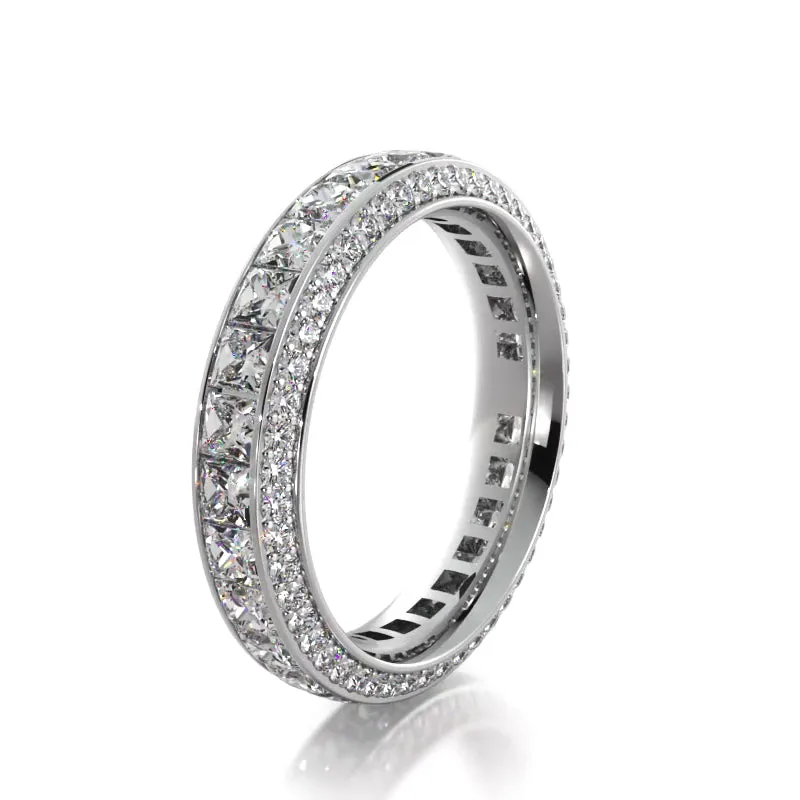 4.12 ct. Princess And Round Diamond Eternity Wedding Band