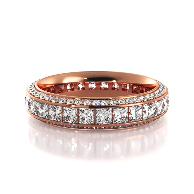 4.12 ct. Princess And Round Diamond Eternity Wedding Band