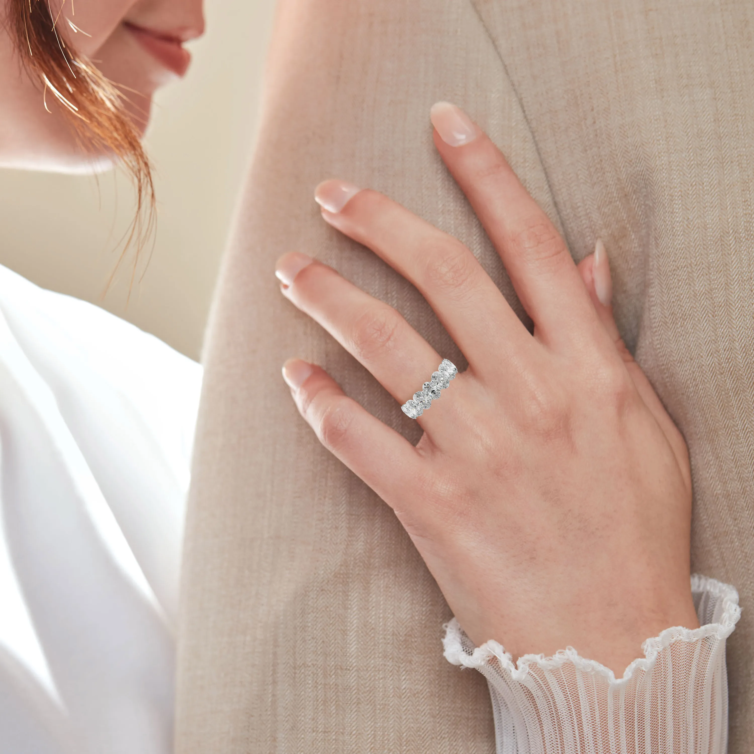 7.0 Carat Oval Cut Diamond Eternity Band Shared Prong