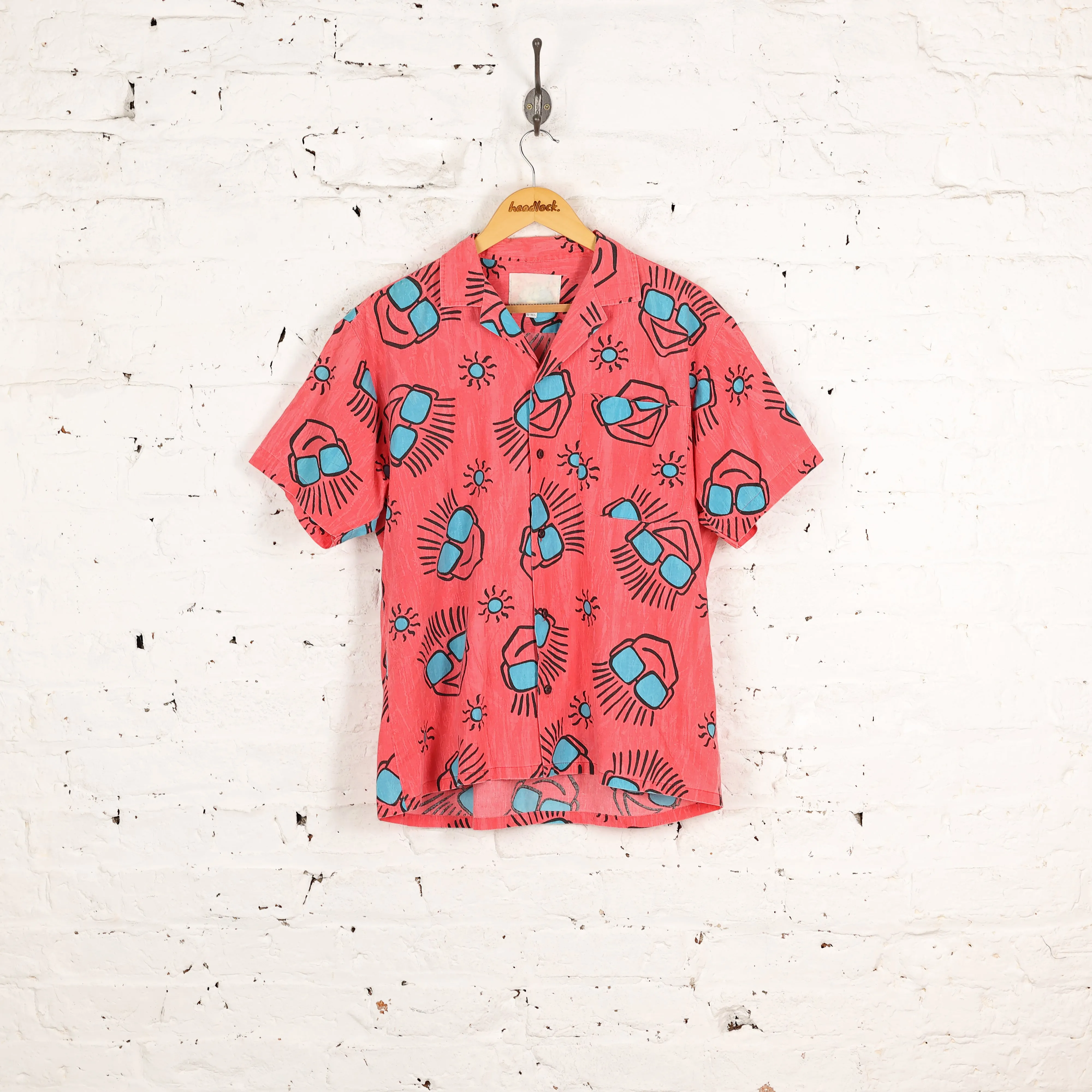 90s Faces Pattern Shirt - Red - M