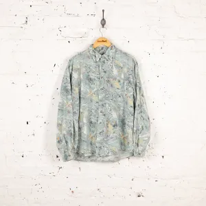 90s Long Sleeve Pattern Shirt - Green - L