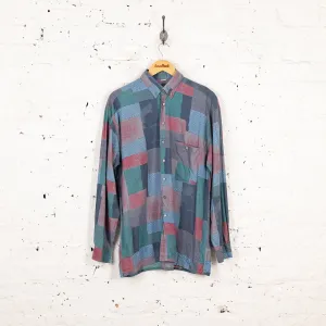 90s Squares Pattern Shirt - Purple - M