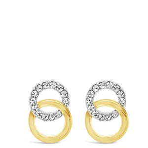 Absolute Gold Linked Crystal Duo Stud Earrings