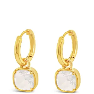 Absolute Gold Opal Square Pendant Hoop Earrings