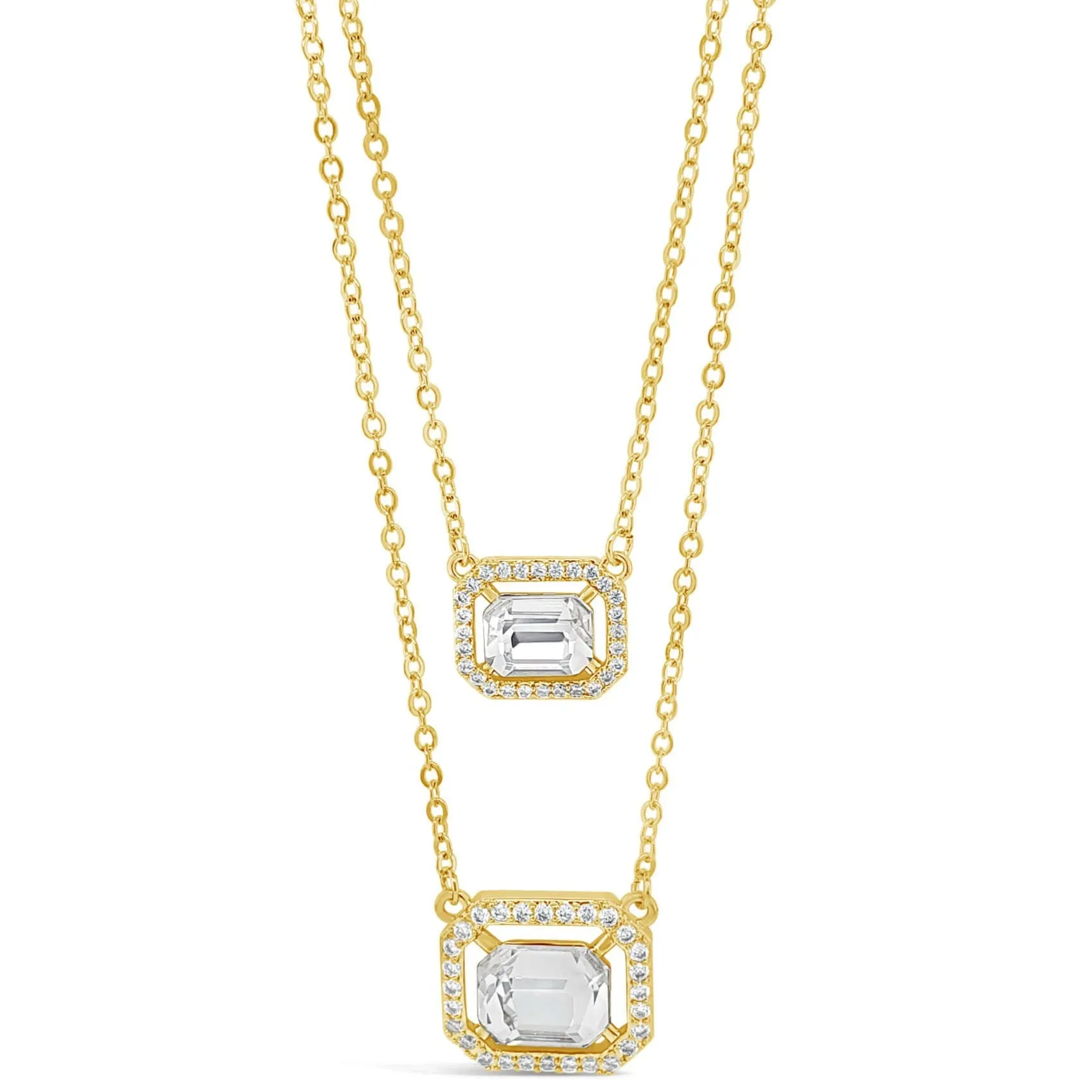 Absolute Gold Square Pendant Double Fine Chain Necklace