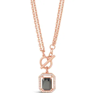 Absolute Rose Gold Hematite Square Pendant T Bar Necklace