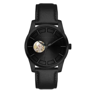 Alfred Sung Automatic Black Dial & Leather Strap Men's watch