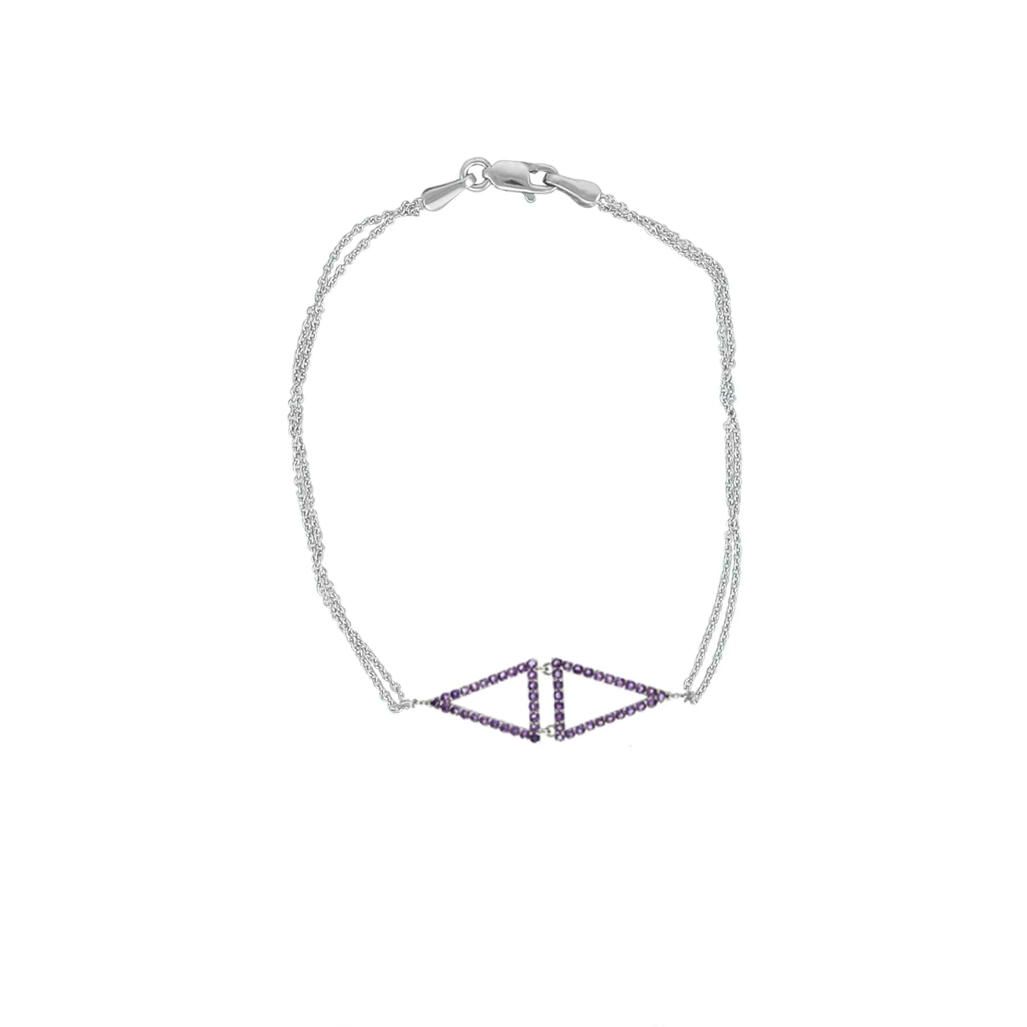 Amethyst Geometric Bracelet in Sterling Silver