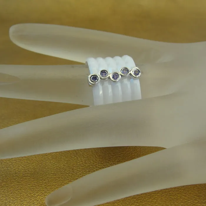 Amethyst Ring White Ceramic 925 Silver 7,8,9,10  Handmade Hadar Designers (I r889