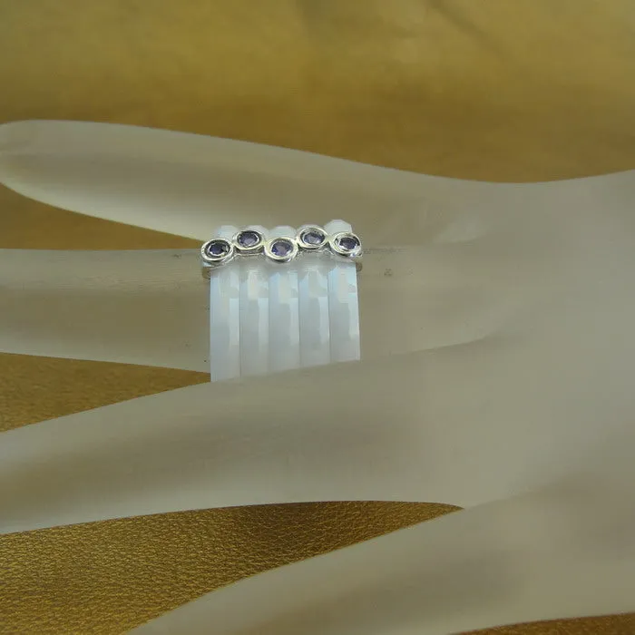 Amethyst Ring White Ceramic 925 Silver 7,8,9,10  Handmade Hadar Designers (I r889