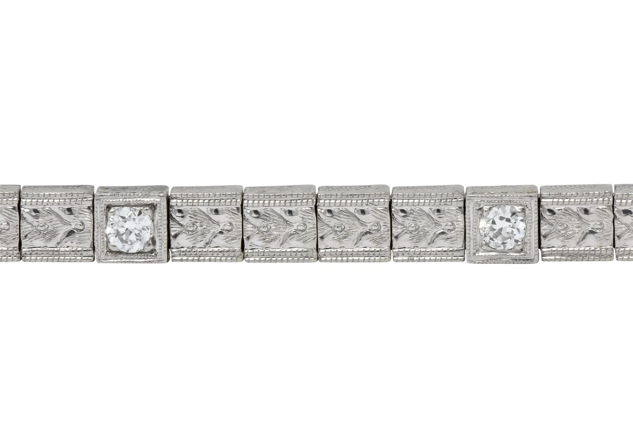 Bailey Banks & Biddle Art Deco Diamond Platinum Link Bracelet