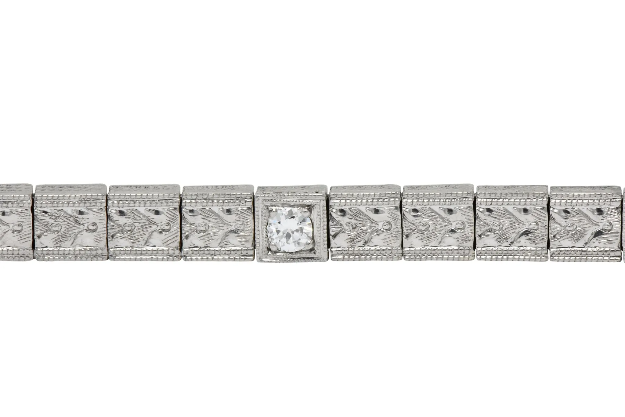 Bailey Banks & Biddle Art Deco Diamond Platinum Link Bracelet