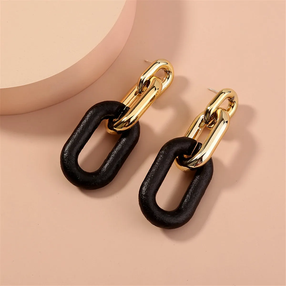 Black & 18K Gold-Plated Chain Drop Earrings