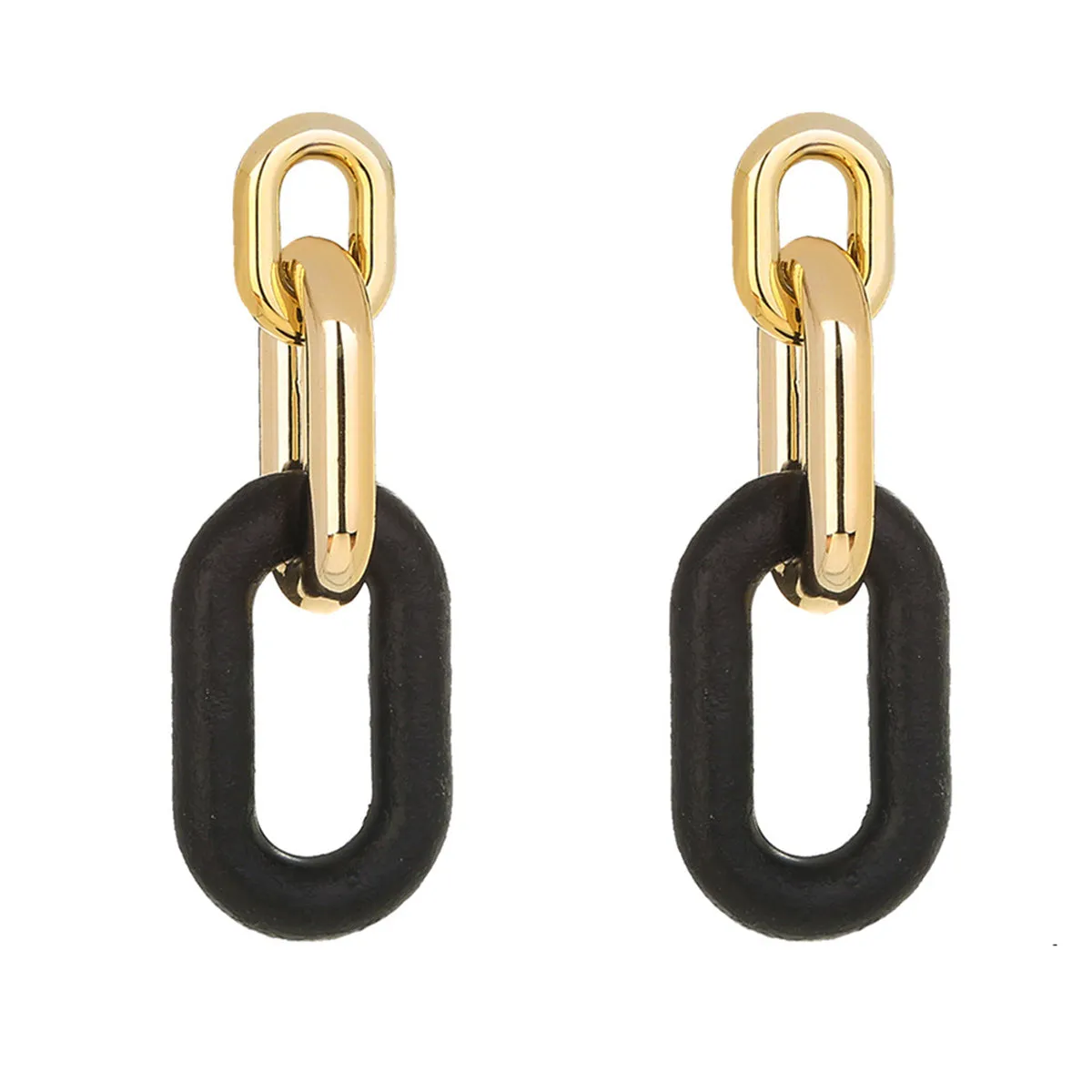 Black & 18K Gold-Plated Chain Drop Earrings