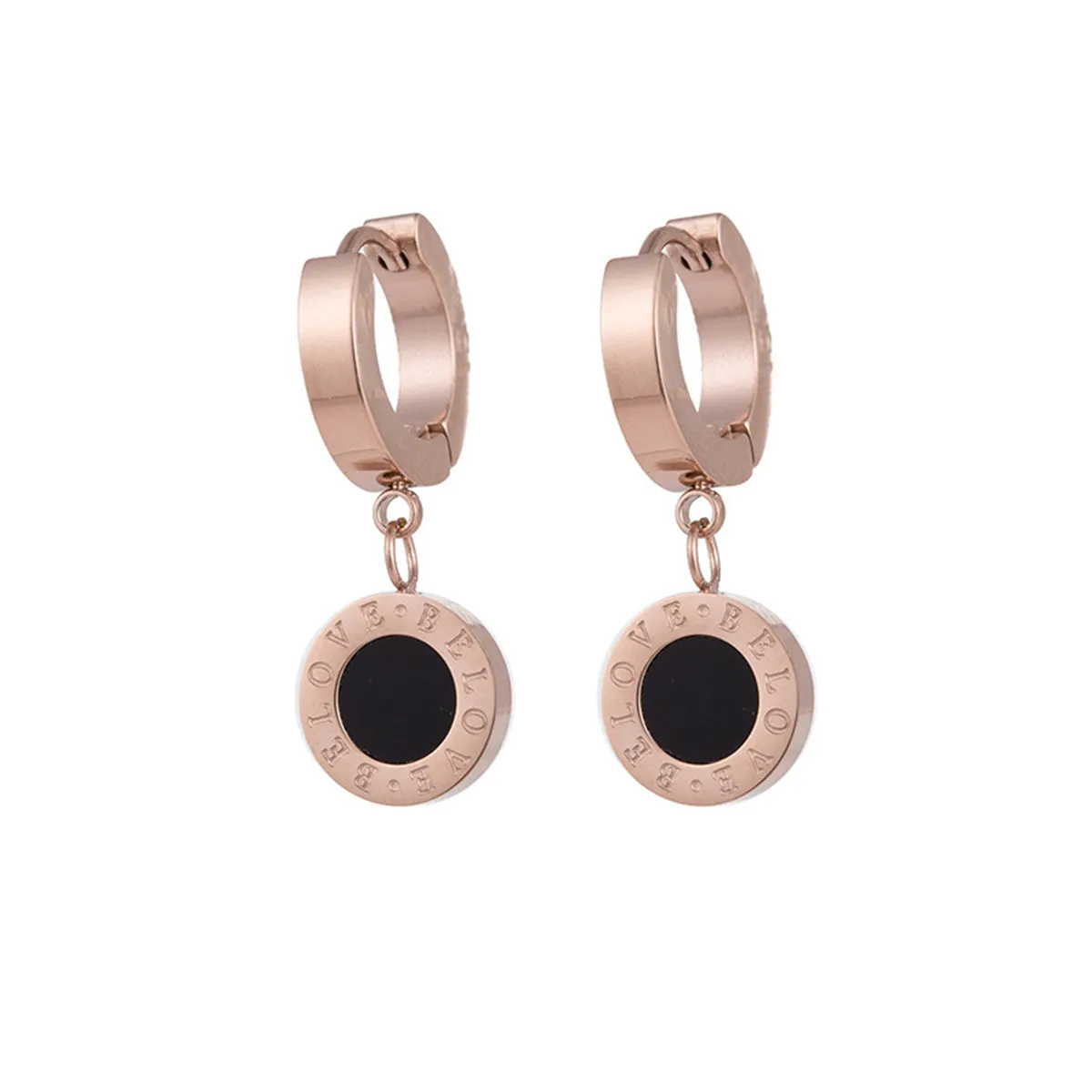 Black & 18K Rose Gold-Plated Huggie Earrings