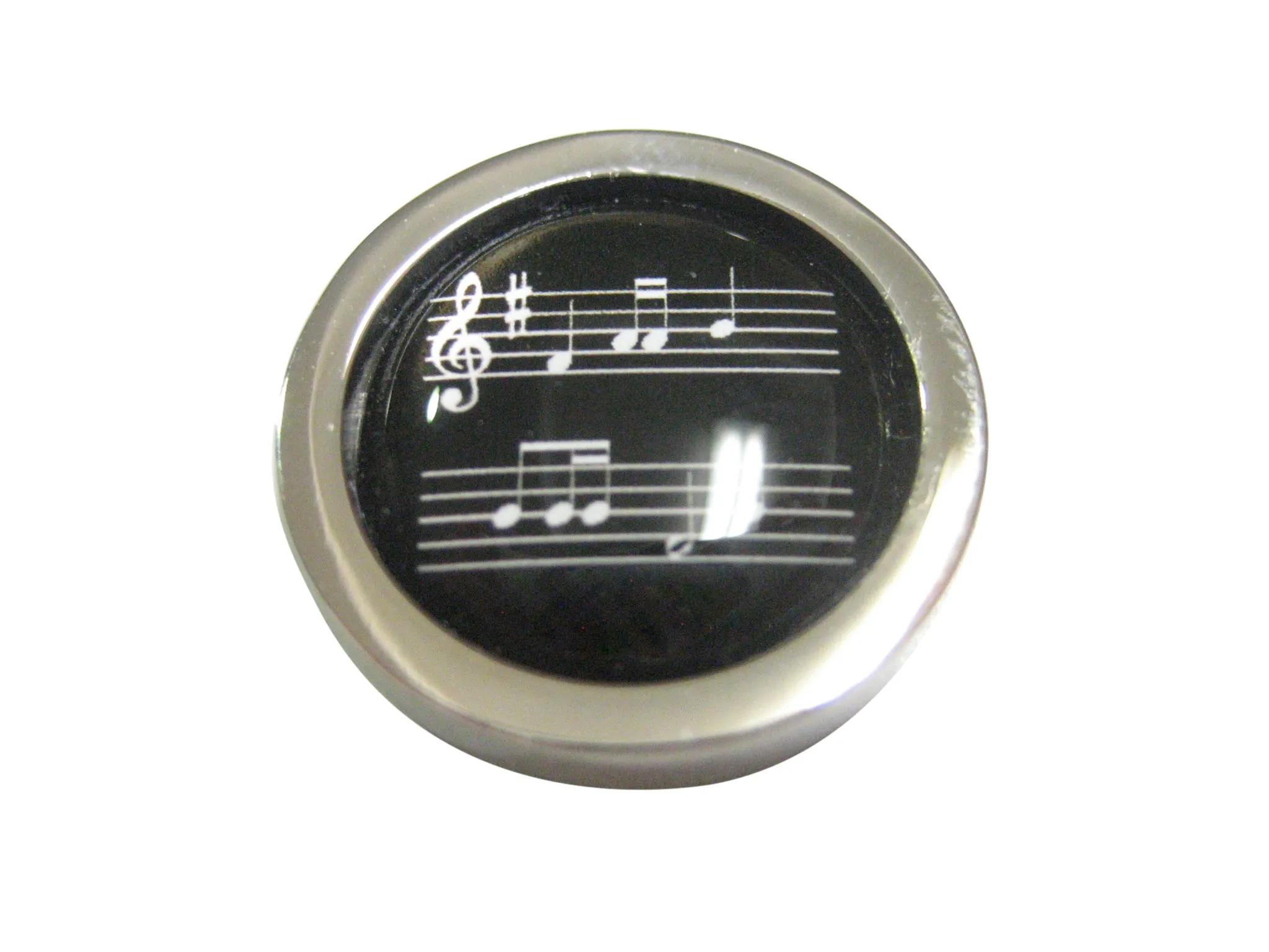 Bordered Black Toned Circular Music Sheet Magnet